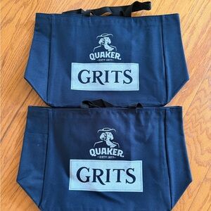 Brand new Lot of 2 Navy Quaker GRITS Canvas Tote Bag Women Men Bags